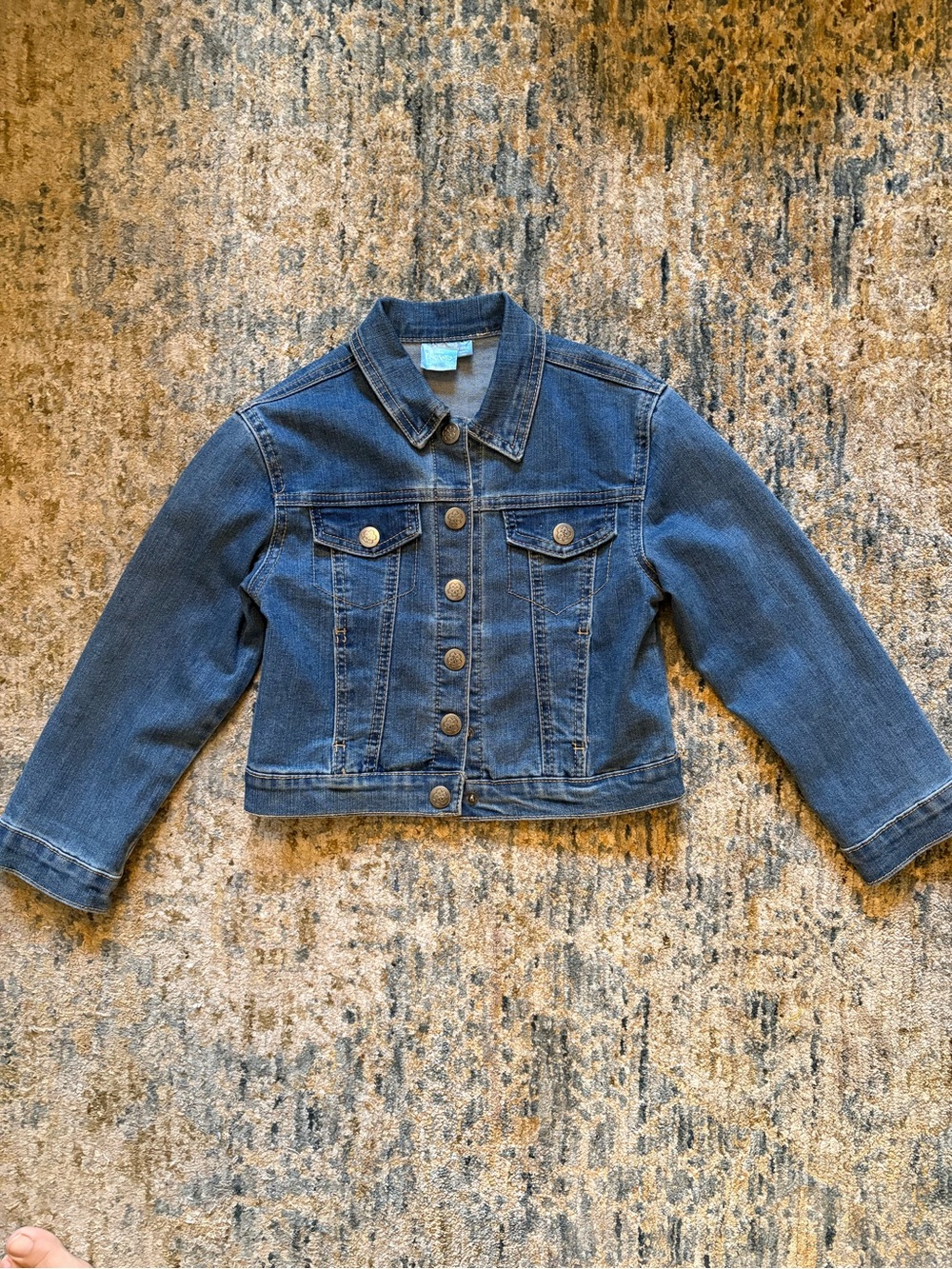 Disney Encanto Girls' Dark Blue Denim Jacket with Butterfly Design on Back Sz 6